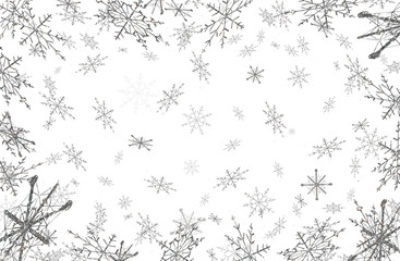 красивая иллюстрация блестящих снежинок на белом фоне           