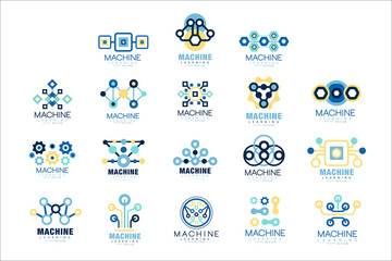 Learning machine label original design set of vector Illustrations