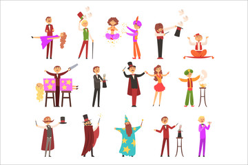 Magician in the circus show magic tricks magic tricks vector
