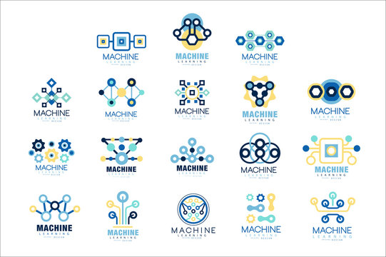 Learning machine label original design set of vector Illustrations