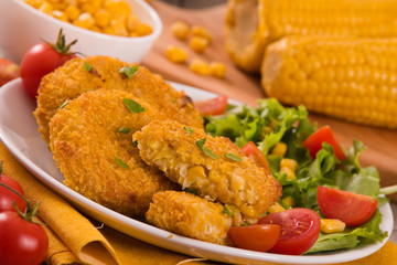 Corn burgers.