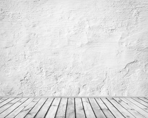 Empty retro room with wall and wooden floor