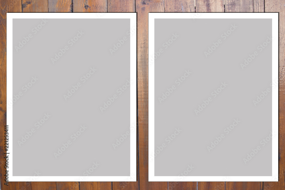 Aufkleber dark brown vertical wood planks. photo frame mock up. empty space for text design and message