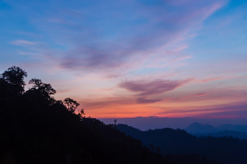Sunset in mountains