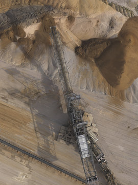 Aerial view lignite mine, Gartzweiler, North Rhine-Westphalia, Germany