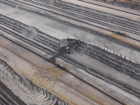 Aerial view lignite mine, Gartzweiler, North Rhine-Westphalia, Germany