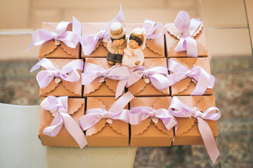 Detail of party favors of a wedding