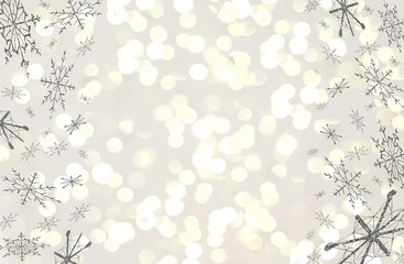 красивая иллюстрация блестящих снежинок на белом фоне            - obrazy, fototapety, plakaty