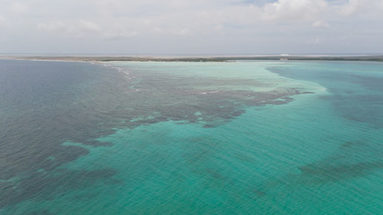 Fototapeta na wymiar sea beach coast Bonaire island Caribbean sea aerial drone top view 