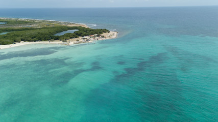 sea beach coast Bonaire island Caribbean sea aerial drone top view
