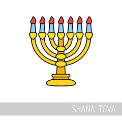 Menorah. Rosh Hashanah icon. Shana tova