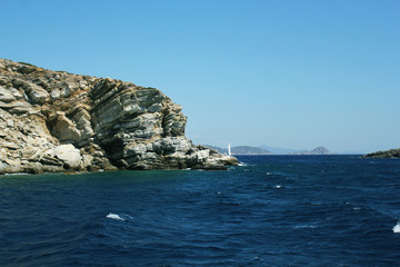 a panoramic view of the sea with rocks