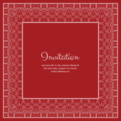 Abstract ornamental lace frame for greeting card or invitation. Vector Illustration