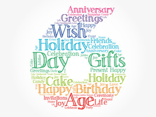 Happy 6th birthday word cloud collage concept