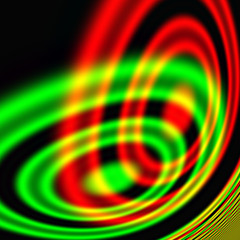 Rote und grüne Kreise vor schwarzem Hintergrund