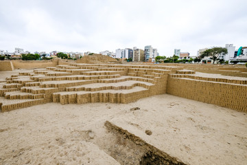 Fototapeta na wymiar Huaca Pucllana Peru Lima Ancient excavations, ruins of pre-Inca culture