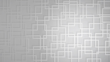Abstract background of intersecting squares with shadows in gray colors