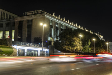 Moscow, Russia - September, 6, 2018: night traffic in Moscow, Russia