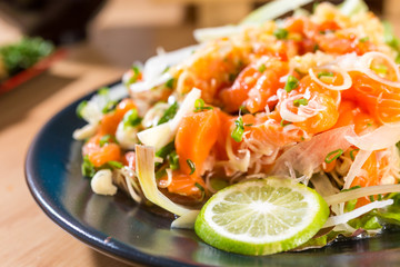 Japanese food salad salmon