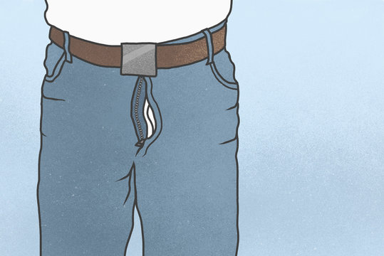 Close up man with unzipped pants