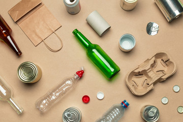 waste materials paper, plastic, polyethylene