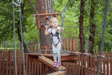 Portrait of little girl in cable car park.