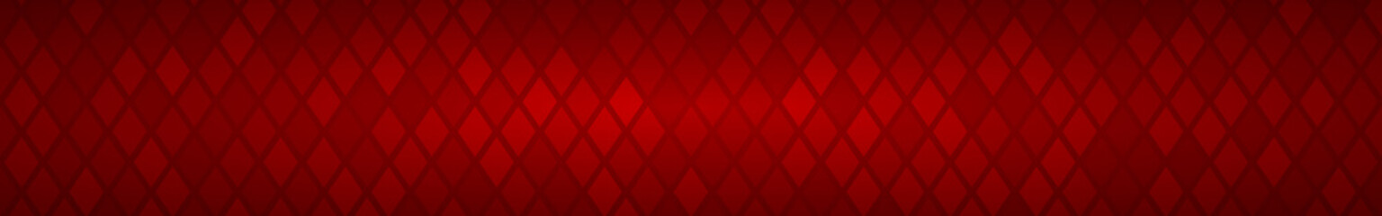 Fototapeta na wymiar Abstract horizontal banner or background of small rhombuses in red colors.