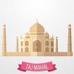 Taj Mahal Indian icon on white background