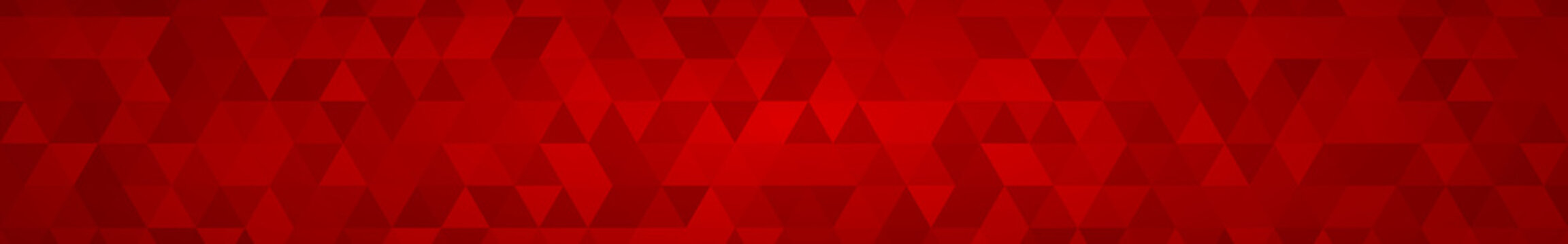 Abstract horizontal banner or background of small triangles in red colors.