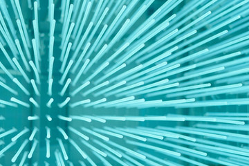 Bright LED lights, soft focus background.