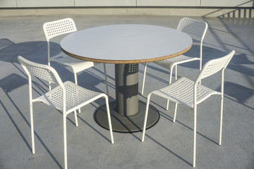 steel table and chairs isolated.