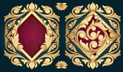 Golden ornate decorative vintage design