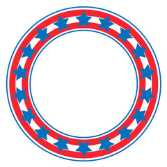 Decorative American abstract flag border, logo, emblem with empty space for your text.