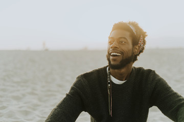 Man sitting at the beach