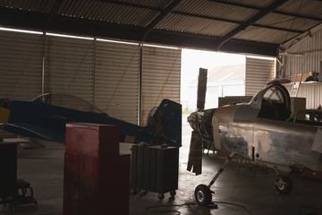 Pre manufactured airplane in hanger