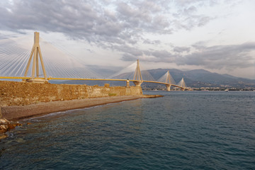 Fototapeta na wymiar Greece, rio antirion suspended bridge