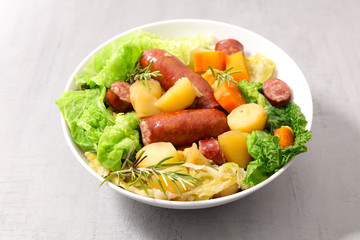 sausage with cabbage and potato