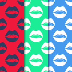 seamless abstract pattern with mouth, female lips, vampire teeth