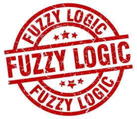 fuzzy logic round red grunge stamp