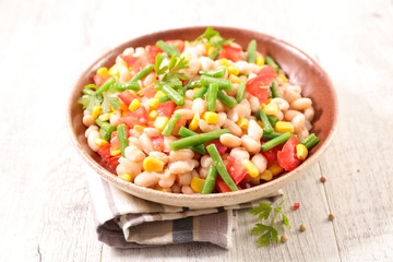 vegetable salad with bean,tomato and corn