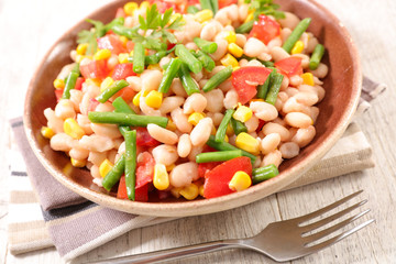 vegetable salad with bean,tomato and corn