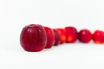 Red apples on the white background 
