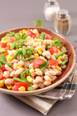 vegetable salad with bean,tomato and corn