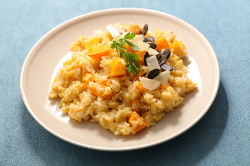 gourmet risotto with pumpkin and parmesan