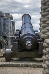 old cannon on a gun carriage