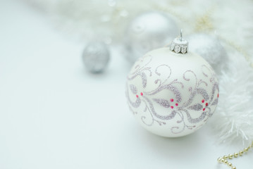 Silver Christmas decoration on white background