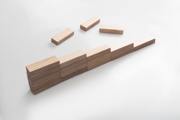 Wood block stacking as step stair with copy space