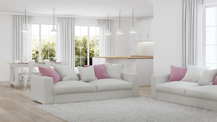 Modern house interior. White interior. 3D rendering.