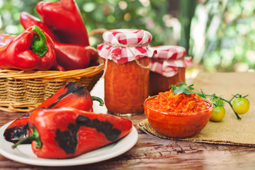 Freshly made Ajvar in glass bowl
