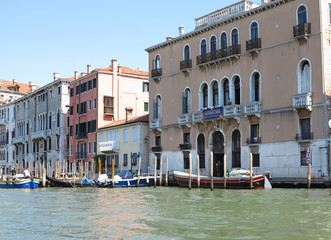 20.06.2017, Venice, Italy: View of historic buildings and canals from gondola